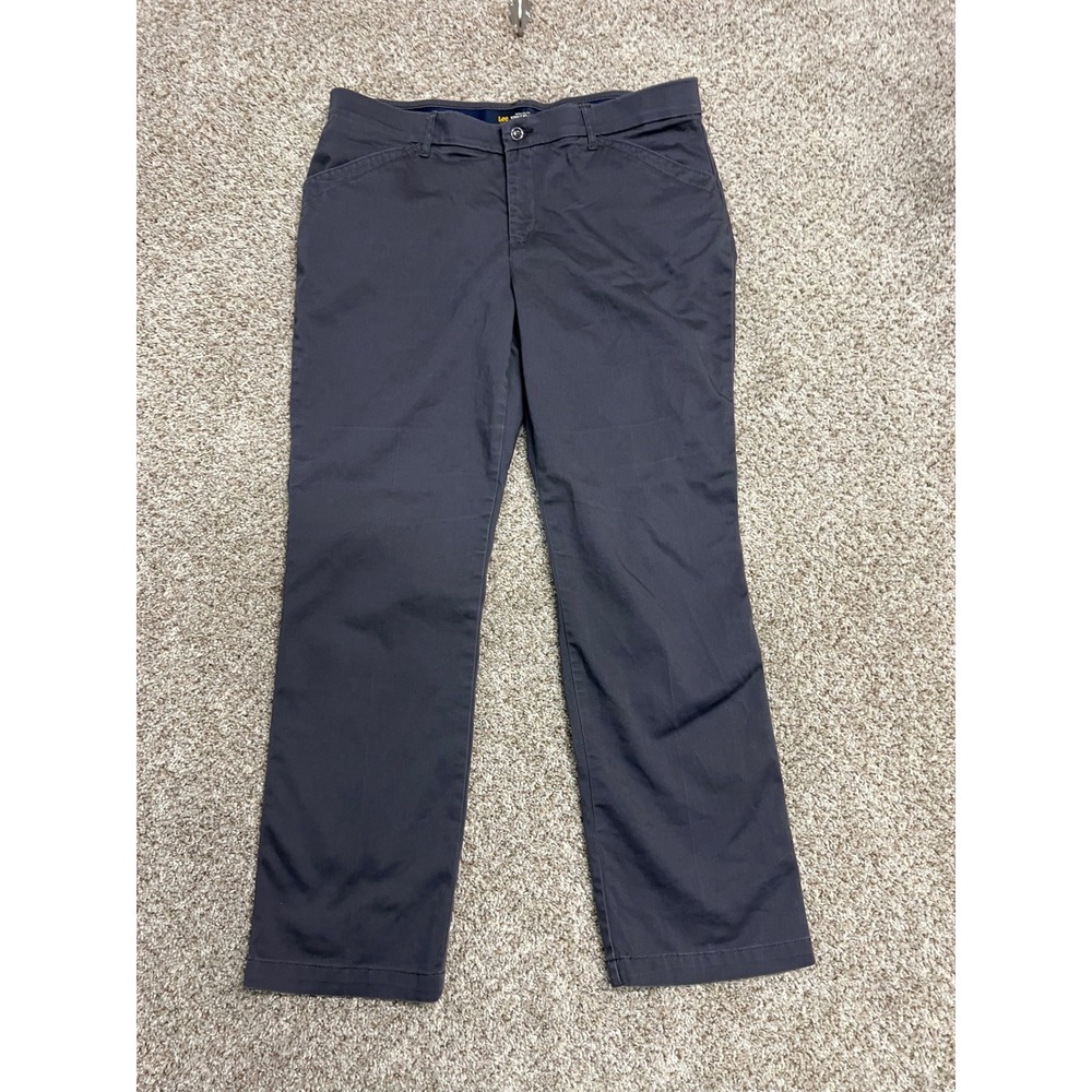 Lee Womens Flex Motion Regular Fit Straight Leg Pants Charcoal Gray Size 16M